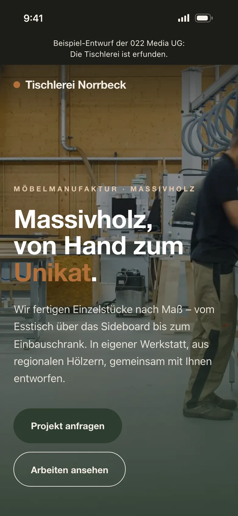 Derselbe Beispiel-Entwurf am Handy.